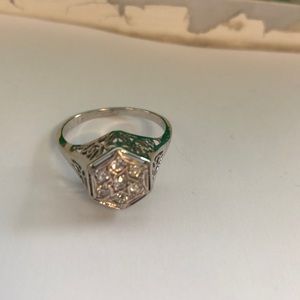 White gold 14k vintage 7 stone diamond